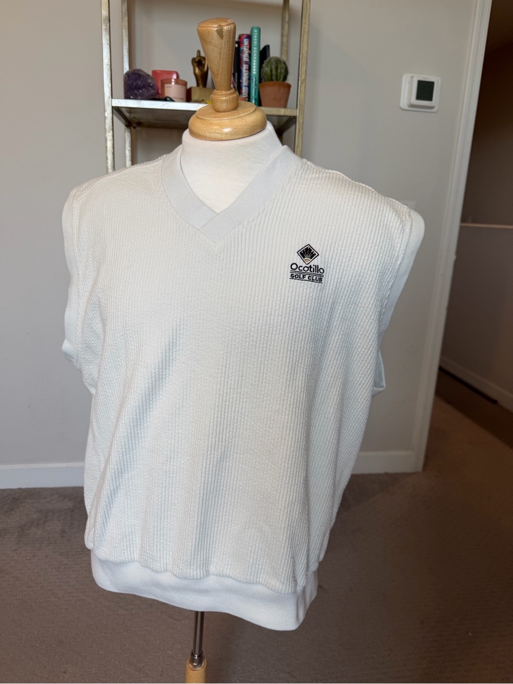 Vintage Nike Golf Men's White V-Neck Sweater Vest